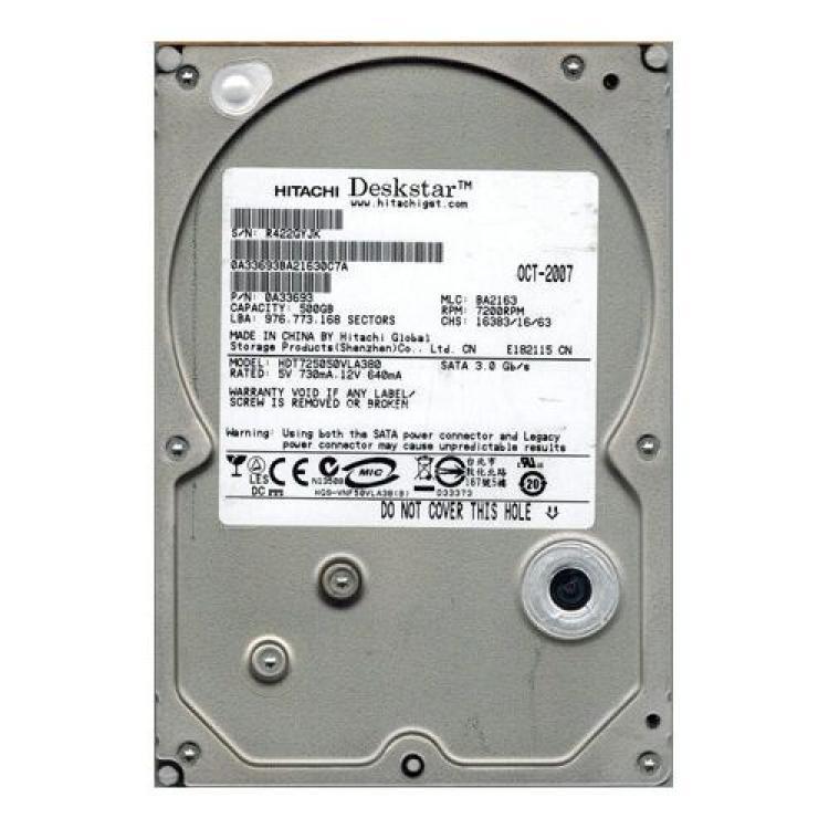 Жесткий Диск Hitachi Deskstar T7K500 500Gb (U300/7200/8Mb) SATAII(HDT725050VLA380)