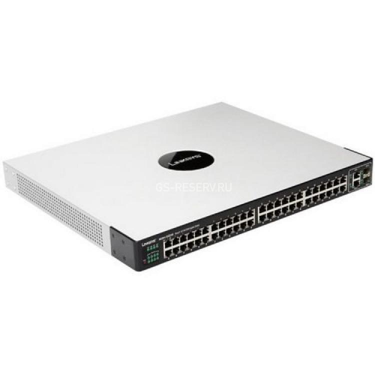 Коммутатор Cisco (Linksys) 48-Port Gigabit Switch 48port-10/100/1000Mbps 48xRJ45 4xSFP+ 1U 19"(SGE2010)