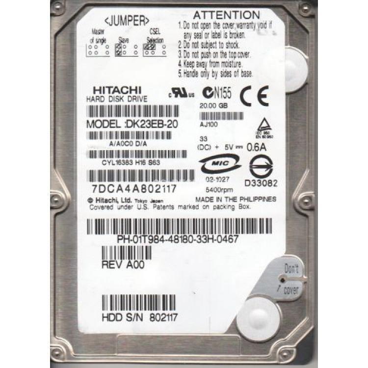 Жесткий Диск Hitachi Travelstar DK23 20Gb (U100/5400/2Mb) IDE 2,5"(1T984)