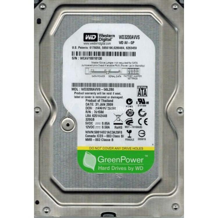 Жесткий Диск Western Digital AV-GP 320Gb (U300/IntelliPower/8Mb) NCQ SATAII(WD3200AVVS-73M8B0)
