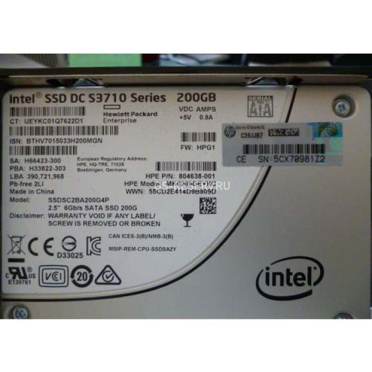Твердотелый Накопитель SSD HP (Intel) SSD DC S3710 Series SSDSC2BA200G4P 200Gb TRIM MLC AES 6G SATAIII 2,5" 7mm For Gen7 Gen8 Gen9 Gen10(804639-B21)