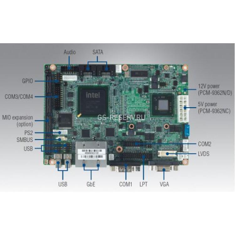 Материнская Плата Advantech ICH8M Intel Atom D510 1.6Ghz/1Mb 1SO-DIMM DDRII (2Gb) 2SATAII MiniPCI-E SVGA LVDS 2LAN1000 PS/2 6USB 3RS232 1RS422/495 LPT CFII EBX(PCM-9362D-S6A1E)