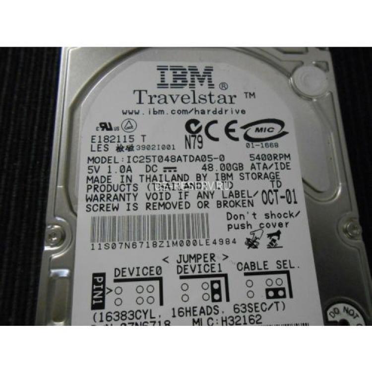 Жесткий Диск IBM Travelstar 48Gb (U66/5400/2Mb) IDE 12,5mm 2,5"(08K9599)