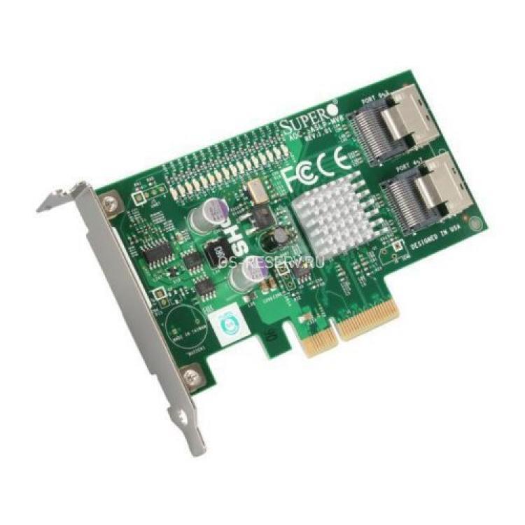 Контроллер SAS SuperMicro Marvell Odin2 Int-2xSFF8087 8xSAS/SATA RAID10 U300 PCI-E4x For Motherboards X8DTU X8DTU-6TF+ X8DTU-6F+-LR(AOC-SASLP-MV8)