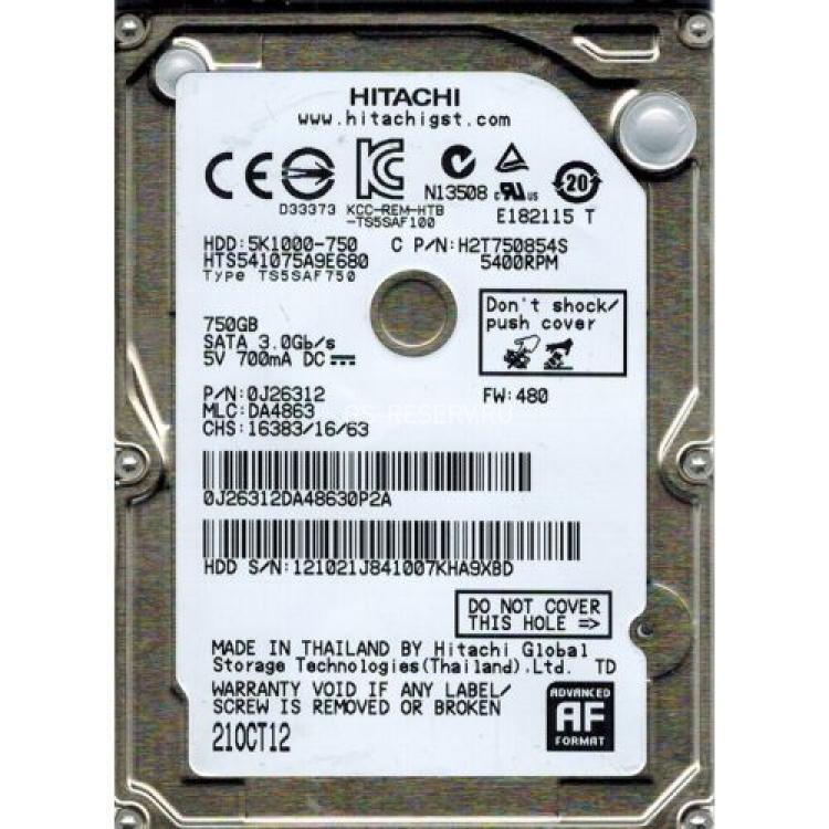 Жесткий Диск Hitachi Travelstar 5K1000 750Gb (U600/5400/8Mb) SATAII 2,5"(678312-003)
