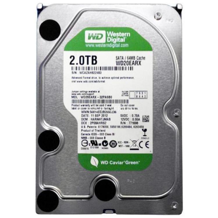 Жесткий Диск Western Digital Caviar Green 2Tb (U600/IntelliPower/64Mb) 6G SATAIII(WD20EARX)