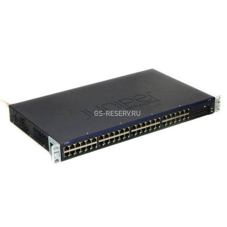 Коммутатор Juniper 52port-10/100/1000Mbps 48xRJ45 4xSFP+ PoE RJ45-Console USB Layer2 19" 1U(EX2200-48P-4G)