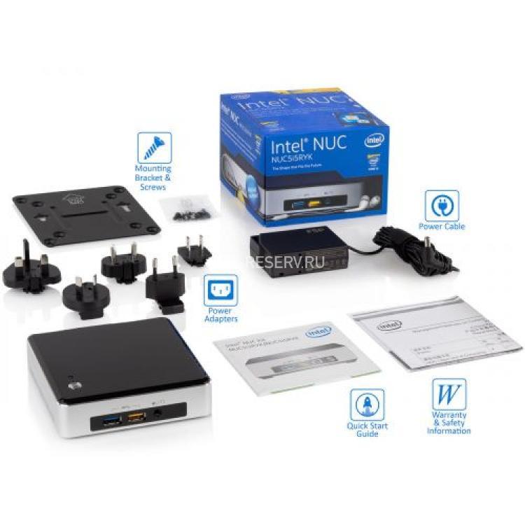 Платформа Intel NUC Core I5-5250U 1.6(2.7)Ghz/ 0(16)Gb DDRIII SO-DIMM/ Video HDMI miniDP/ 0(240)Gb HDD mSATA/ Sound/ LAN1000/ Wi-Fi a/b/g/n/ac/ Bluetooth/ 4USB3.0(BOXNUC5I5RYK)