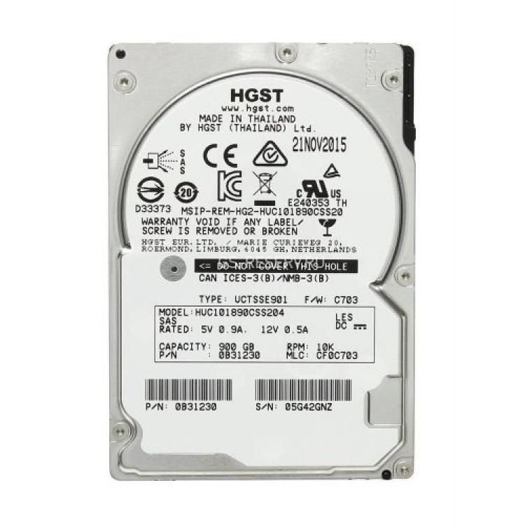 Жесткий Диск HGST (Hitachi) Ultrastar C10K1800 900Gb (U1200/10520/128Mb) Secure Erase 512n 12G SAS 2,5"(HUC101890CSS204)