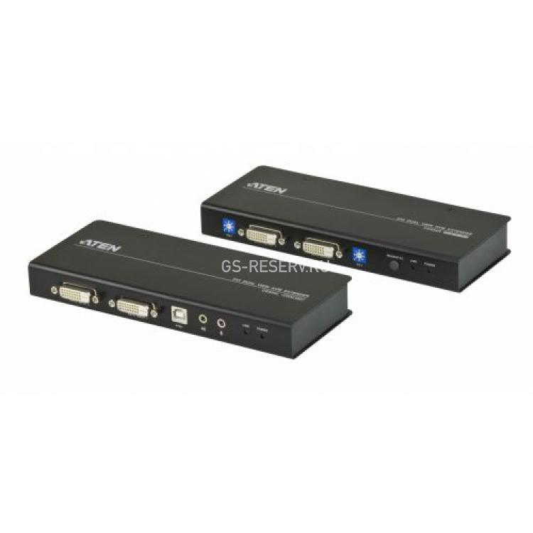 KVM Удлинитель Aten 2xDVI-D 2xUSB Audio RS232 2xRJ45 1920х1200 60м(CE604L)