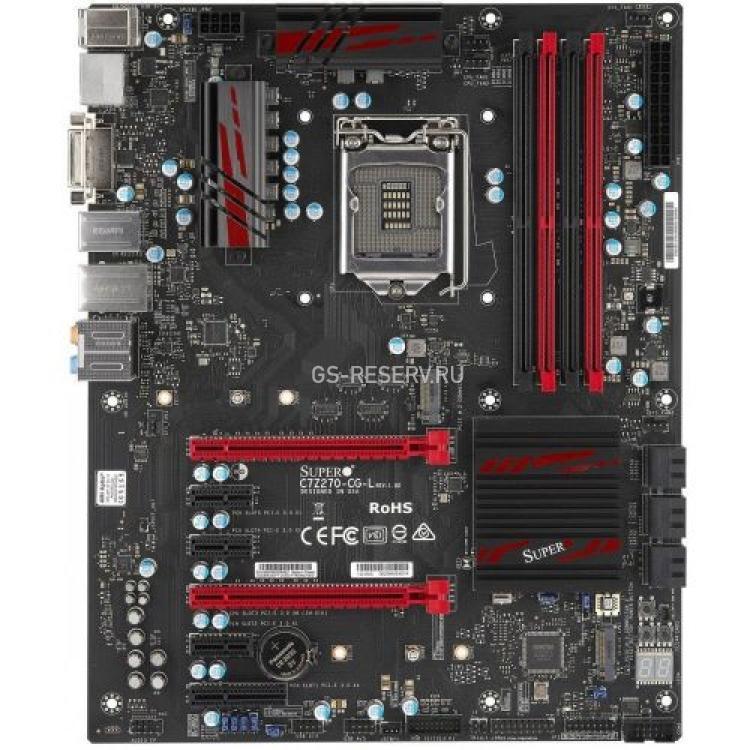 Материнская Плата SuperMicro iZ270 S1151 HT 4DualDDRIV 6SATAIII 1M.2 2PCI-E16x3.0 SLI CrossFire 1PCI-E4x 3PCI-E1x DVI HDMI DP LAN1000 AC97-8ch 4USB3 ATX(C7Z270-CG-L)