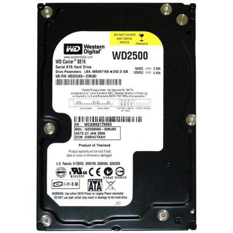 Жесткий Диск Western Digital Caviar SE16 250Gb (U300/7200/16Mb) SATAII(WD2500KS-00MJB0)