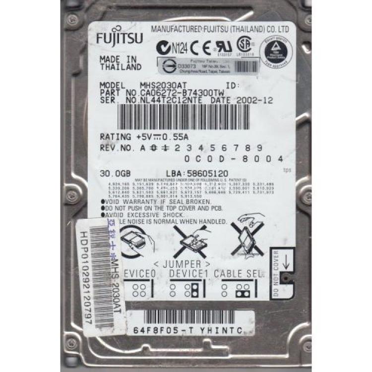 Жесткий Диск Fujitsu 30Gb (U100/4200/2Mb) IDE 2,5"(CA06272-B86300DL)