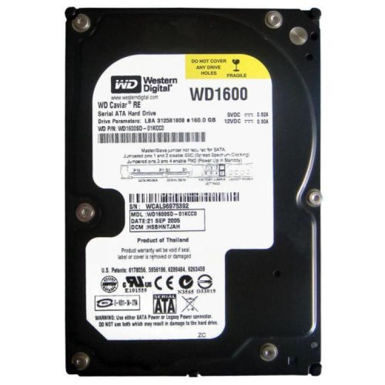 Жесткий Диск Western Digital Caviar RE 160Gb (U150/7200/8Mb) SATA(WD1600SD)