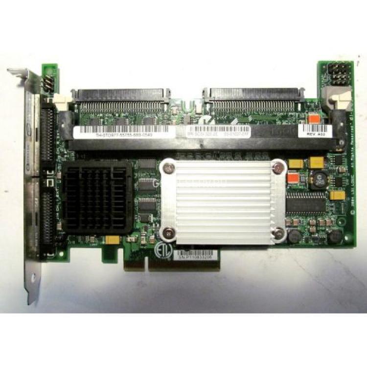 Контроллер RAID SCSI Dell LSI53C1030/Intel Xscale IOP332 500Mhz 256Mb BBU Int-2x68Pin Ext-2xVHDCI RAID50 UW320SCSI PCI-E8x For PowerEdge 830 8501420 18XX 28XX 68XX(TD977)