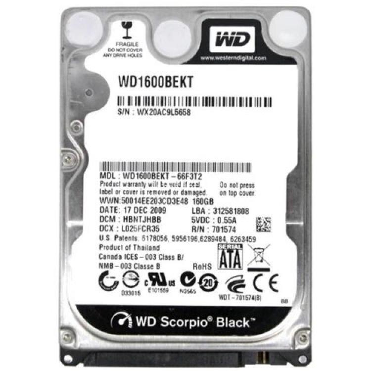 Жесткий Диск Western Digital Scorpio Black 160Gb (U300/7200/16Mb) SATAII 2,5"(WD1600BEKT-22F3T0)