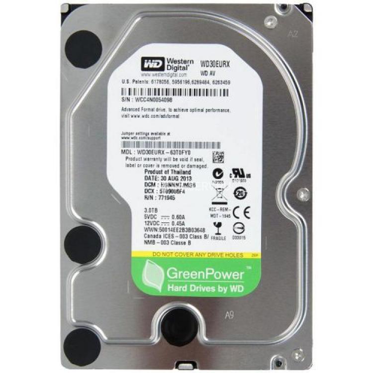 Жесткий Диск Western Digital AV-GP 3Tb (U600/IntelliPower/64Mb) 6G SATAIII(WD30EURX-63T0FY0)