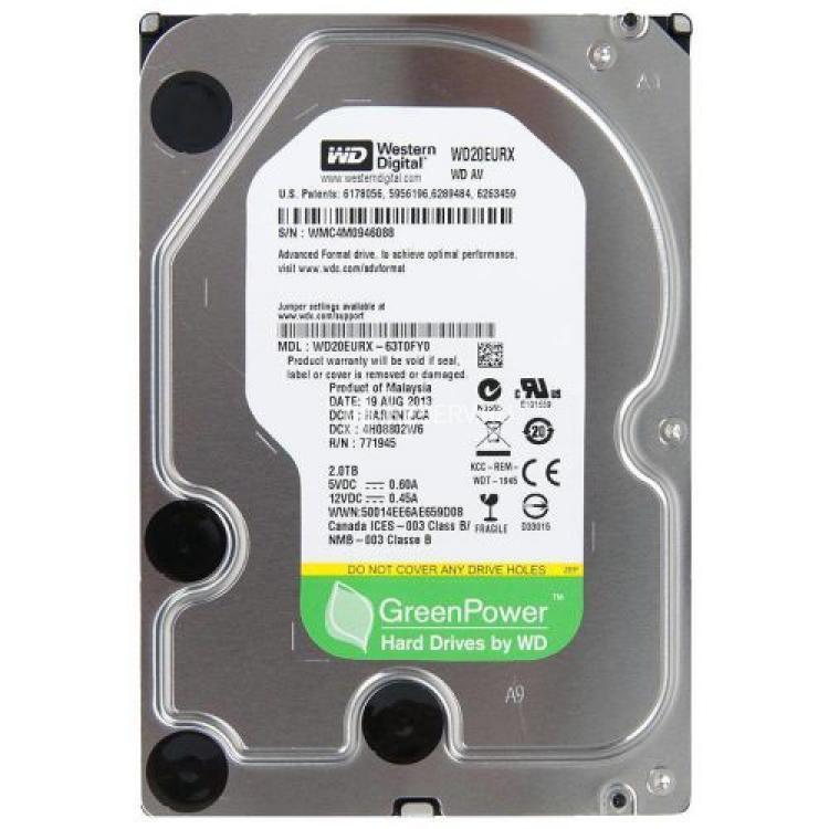 Жесткий Диск Western Digital AV-GP 2Tb (U600/IntelliPower/64Mb) 6G SATAIII(WD20EURX-63T0FY0)