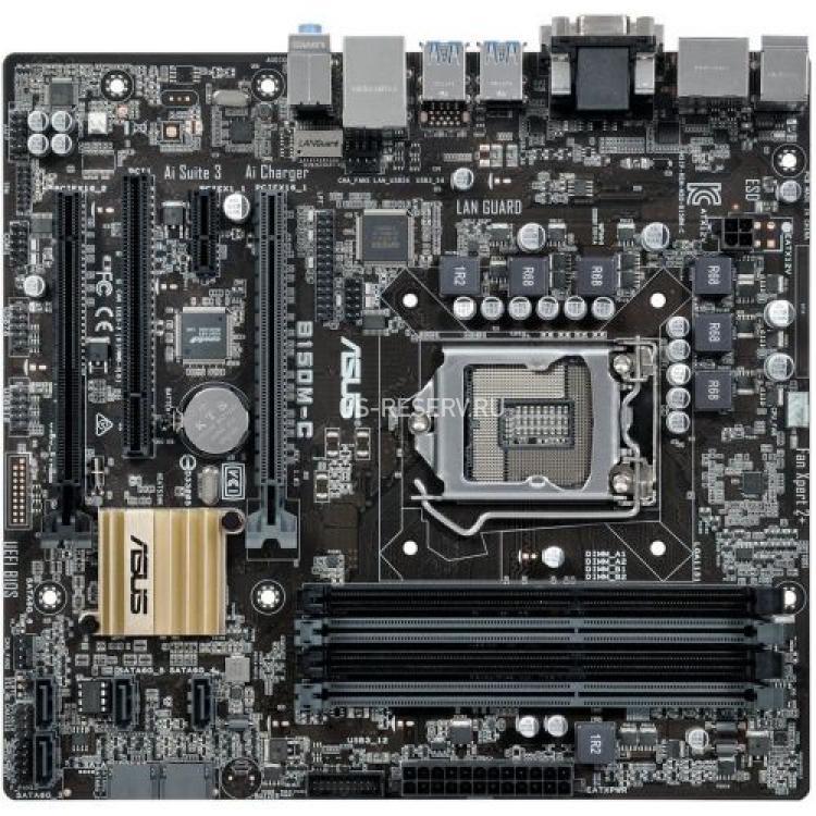 Материнская Плата ASUS iB150 S1151 HT 4DualDDRIV 6SATAIII 2PCI-E16x3.0 PCI-E1x 1PCI Video DVI HDMI DP LAN1000 AC97-8ch 4USB3 mATX(B150M-C)