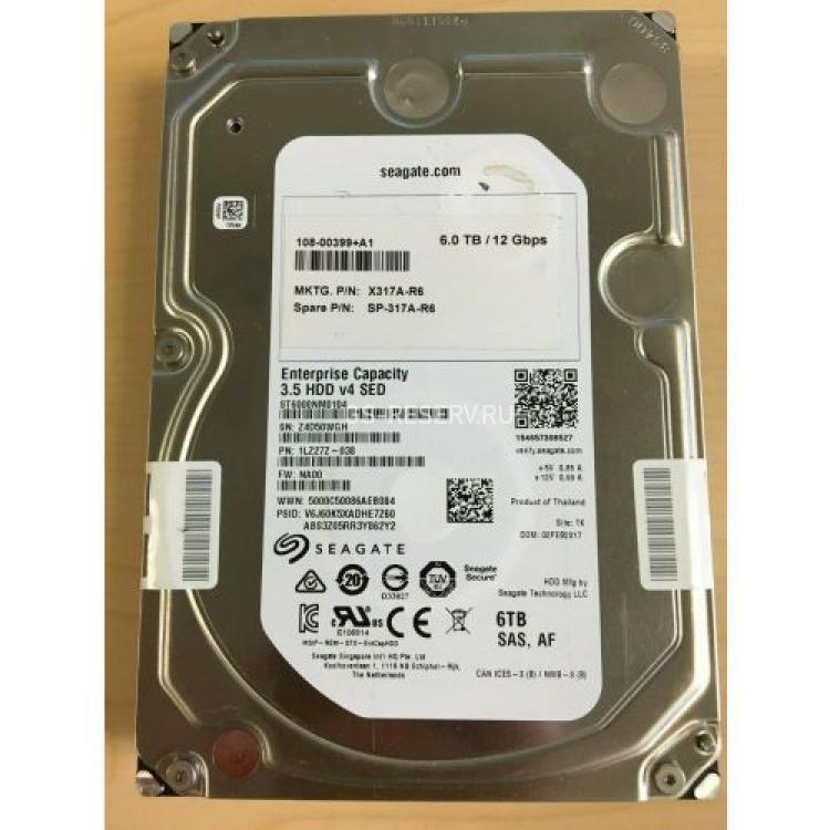 Жесткий Диск Seagate Enterprise Capacity 3.5 HDD v4 SED 6Tb (U1200/7200/128Mb) SED FIPS 140-2 512e 12G SAS 3,5"(ST6000NM0104)