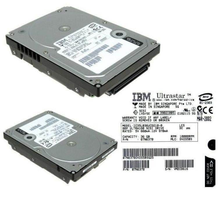Жесткий Диск IBM Ultrastar 73LZX 36,7Gb (U160/10000/4Mb) 80pin U160SCSI(07N6370)