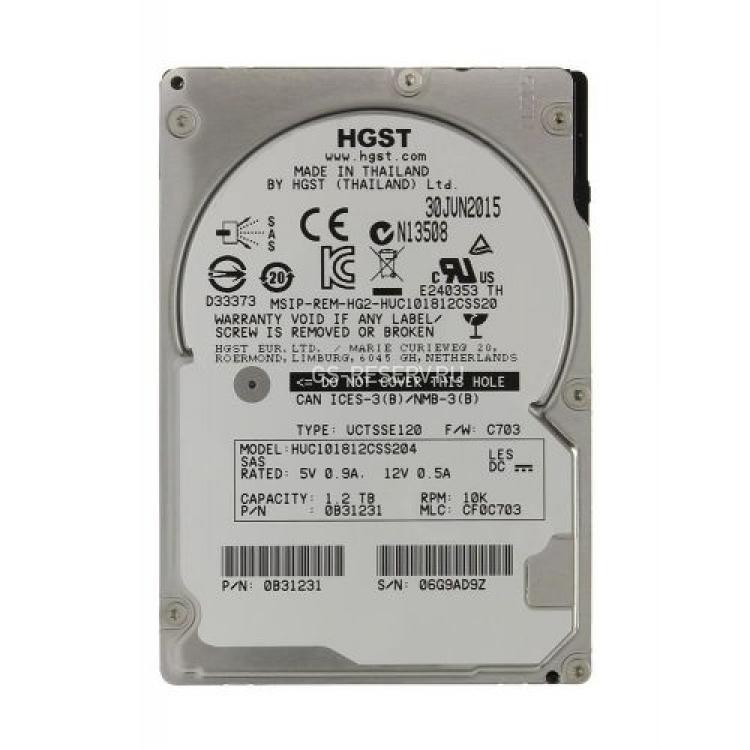 Жесткий Диск HGST (Hitachi) Ultrastar C10K1800 1.2Tb (U1200/10520/128Mb) AF Secure Erase 512e 12G SAS 2,5"(HUC101812CS4204)