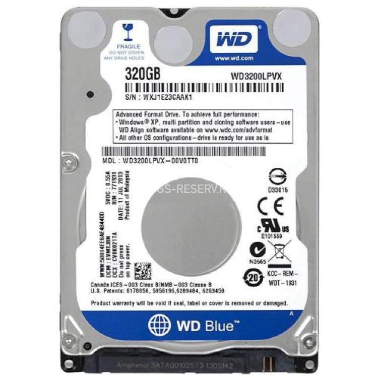 Жесткий Диск Western Digital Blue 500Gb (U600/5400/8Mb) SATAIII 2,5"7mm(WD3200LPVX)