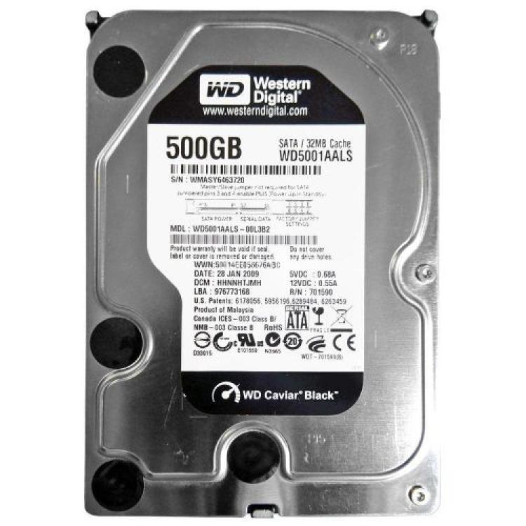 Жесткий Диск Western Digital Caviar Black 500Gb (U300/7200/32Mb) SATAII(WD5001AALS)