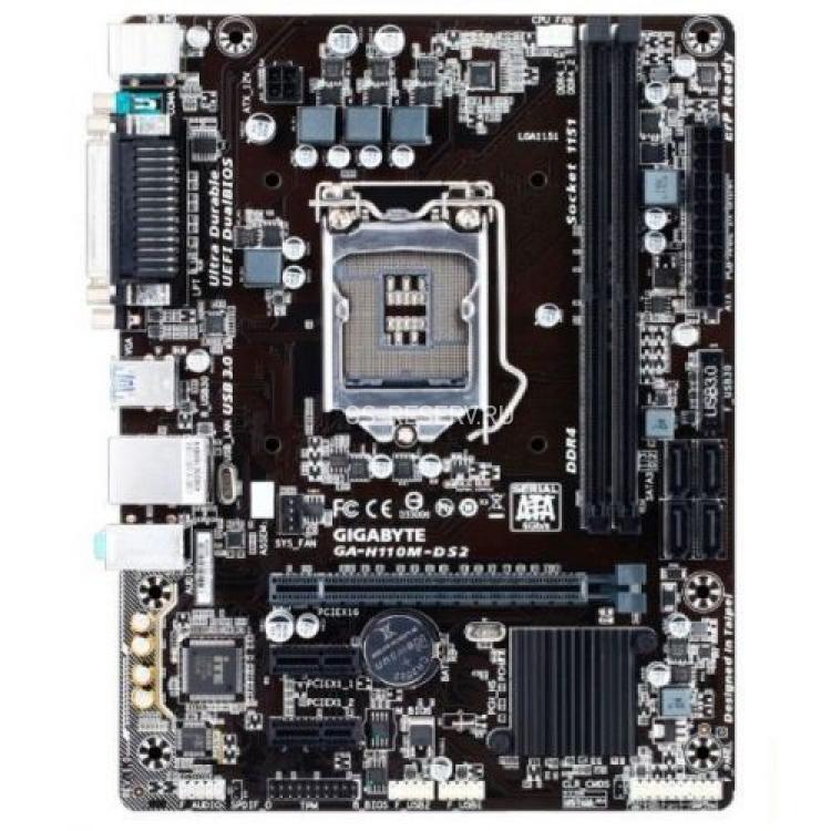 Материнская Плата Gigabyte iH110 S1151 HT 2DualDDRIV 4SATAIII PCI-E16x3.0 2PCI-E1x Video LAN1000 AC97-8ch 2USB3 mATX(GA-H110M-DS2)