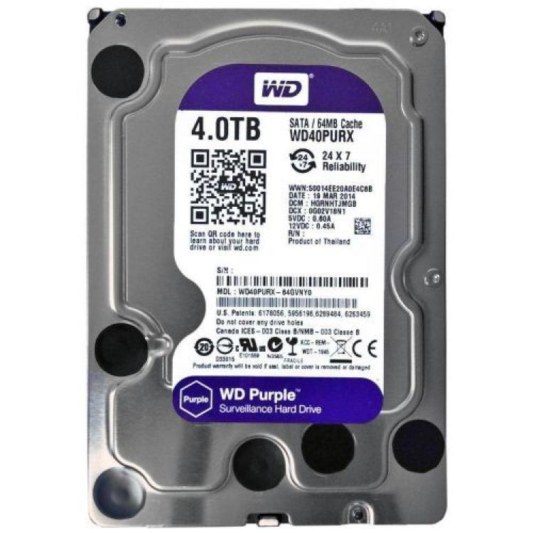 Жесткий Диск Western Digital Purple 4Tb (U600/IntelliPower/64Mb) 6G SATAIII(WD40PURX)