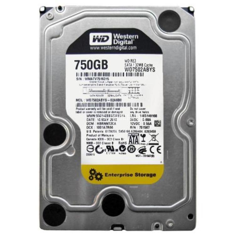 Жесткий Диск Western Digital RE3 750Gb (U300/7200/32Mb) NCQ SATAII(WD7502ABYS-01A6B0)