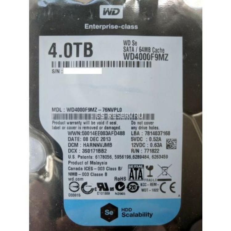 Жесткий Диск Western Digital Se 4Tb (U600/7200/64Mb) NCQ SED 6G SATAIII(WD4000F9MZ)
