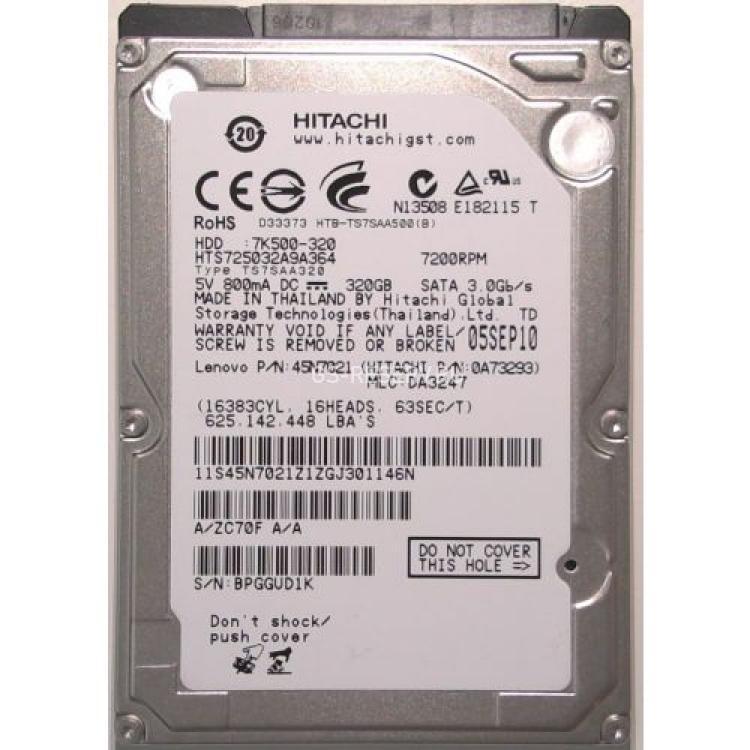 Жесткий Диск Hitachi Travelstar 7K500 320Gb (U300/7200/16Mb) SATAII 2,5"(45N7254)