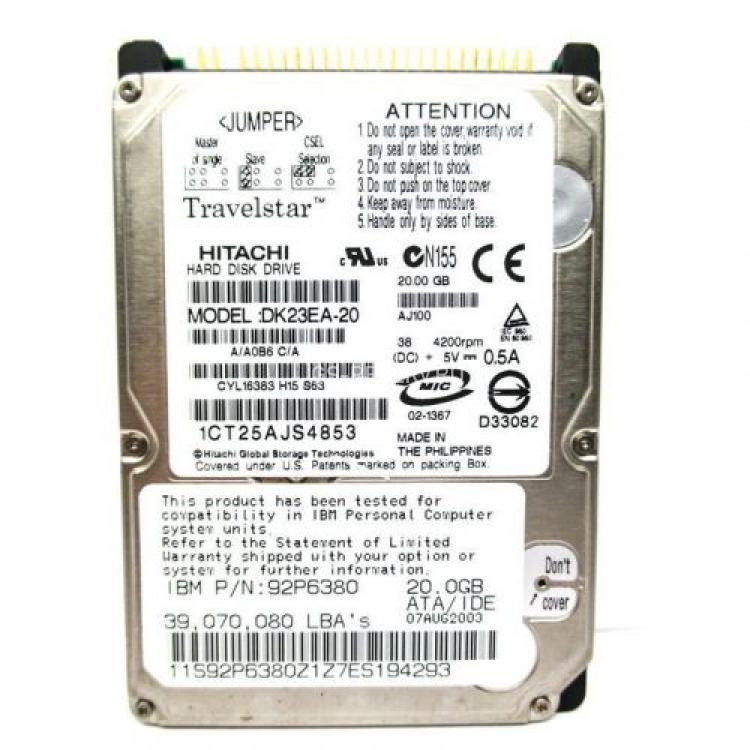 Жесткий Диск Hitachi Travelstar DK23 20Gb (U100/4200/2Mb) IDE 2,5"(DK23EA-20)