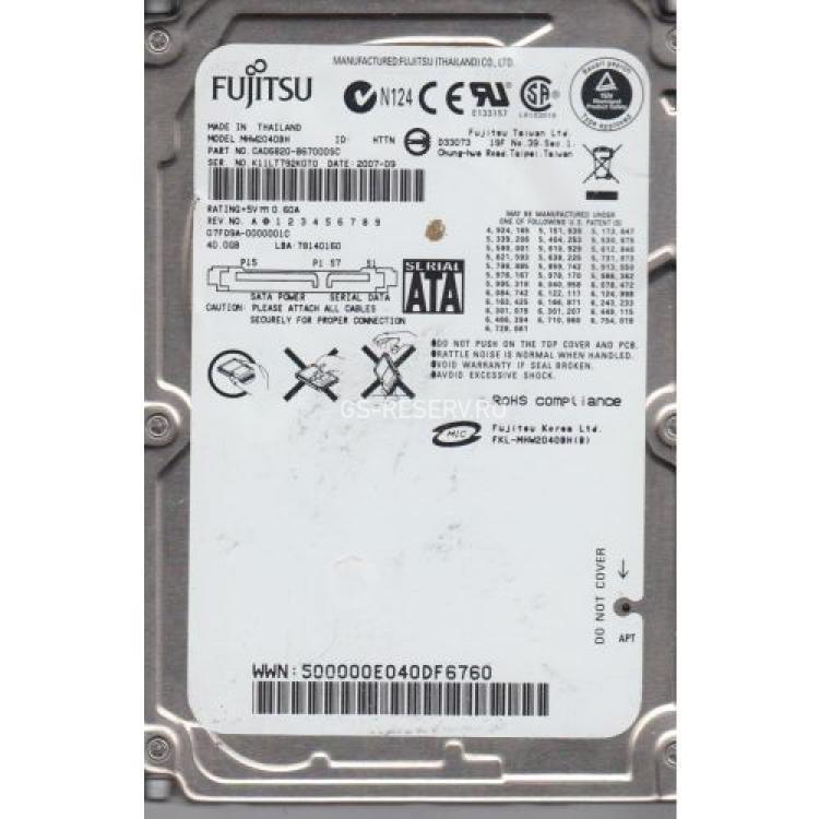 Жесткий Диск Fujitsu 40Gb (U150/5400/8Mb) SATA 2,5"(MHW2040BH)