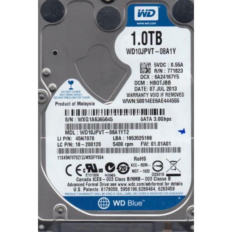 Жесткий Диск Western Digital Scorpio Blue 1Tb (U300/5400/8Mb) SATAII 2,5"(WD10JPVT-00A1YT0)