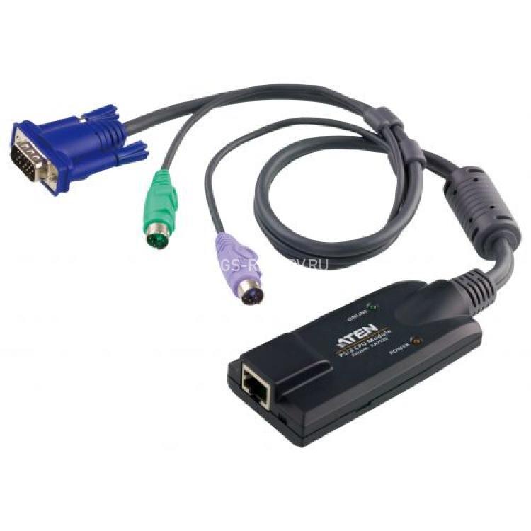 KVM Адаптер ATEN PS/2 Virtual Media KVM Adapter Монитор+Клавиатура+Мышь HDB15+PS/2 To RJ45 1920x1200 For KH1508A KH1516A KH1508Ai KH1516Ai KH2508A KH2516A KL1508A KL1516A(KA7520)
