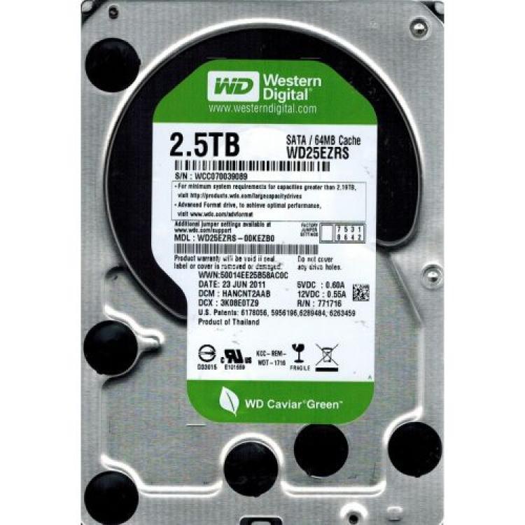 Жесткий Диск Western Digital Caviar Green 2,5Tb (U300/IntelliPower/64Mb) SATAII(WD25EZRS-00J99B0)