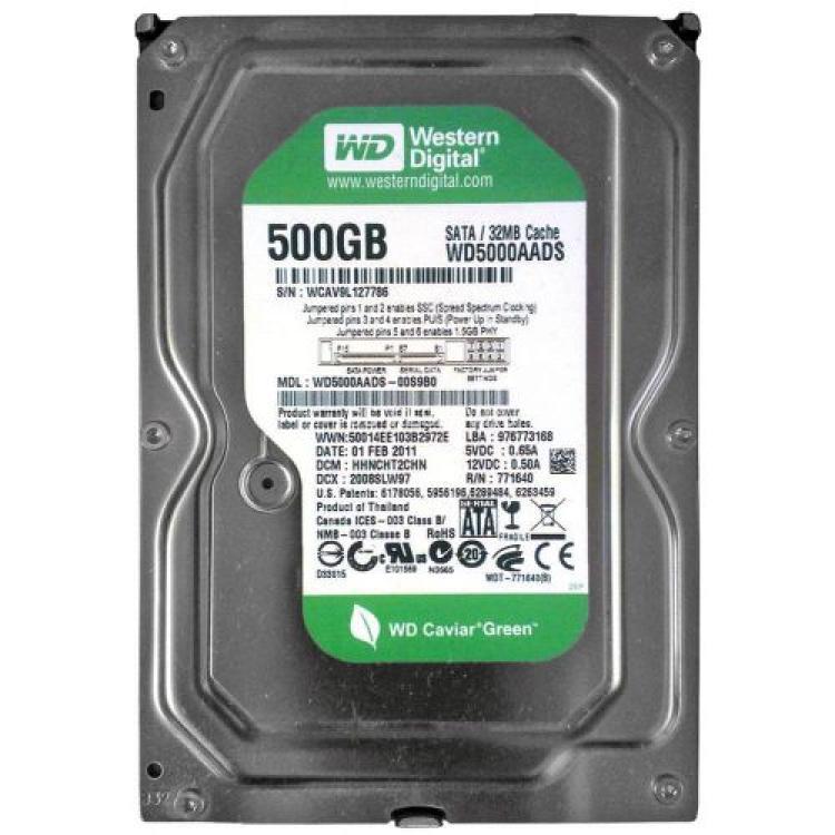 Жесткий Диск Western Digital Caviar Green 500Gb (U300/IntelliPower/32Mb) SATAII(WD5000AADS)
