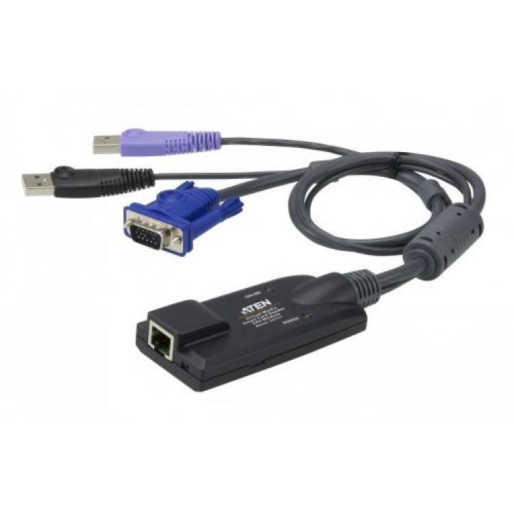 KVM Адаптер ATEN USB KVM Adapter Считыватель Смарт-Карт Монитор+Клавиатуры+Мышь HDB15+2xUSB To RJ45 1920x1200 For KN2124v KN2140v KN4124v KN4140v(KA7177-AX)