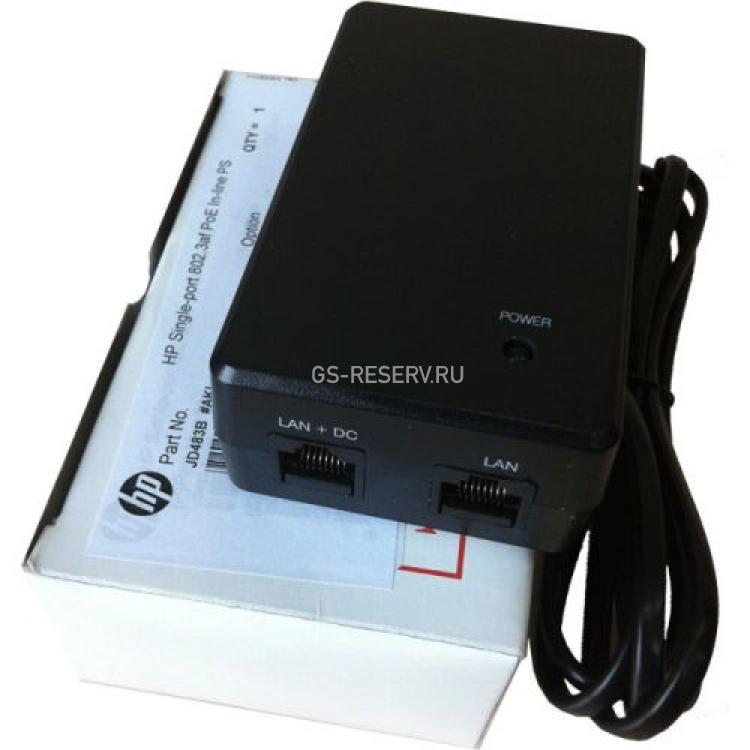 Блок Питания HP Single-Port 802.3af PoE In-Lone PS (I.T.E.) Input 100-250V 50/60Hz 0.5A Output +48V/0,4A 2xRJ45(PW180KA4800N03)