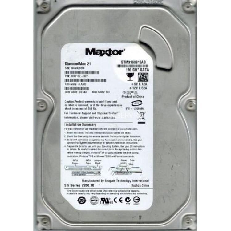Жесткий Диск Maxtor DiamondMax 21 160Gb (U300/7200/8Mb) SATAII(STM3160815AS)