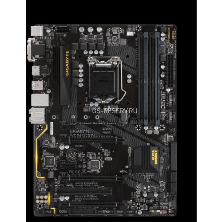 Материнская Плата Gigabyte iH170 S1151 HT 4DualDDRIV 6SATAIII 1M.2 3PCI-E16x3.0 SLI CrossFire 2PCI-E1x PCI DVI HDMI LAN1000 AC97-8ch 4USB3 ATX(GA-H270-HD3)