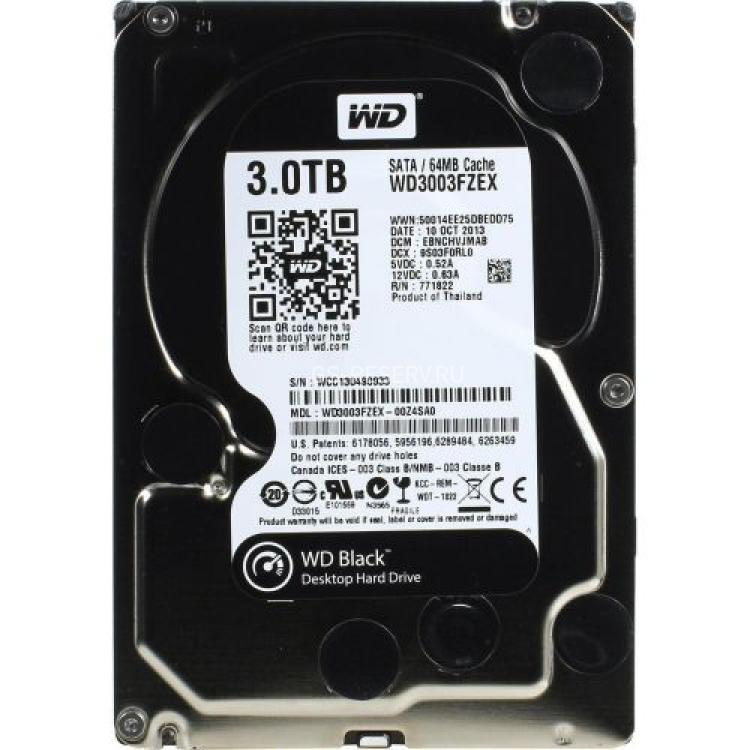 Жесткий Диск Western Digital Black 3Tb (U600/7200/64Mb) AF 6G SATAIII(WD3003FZEX)