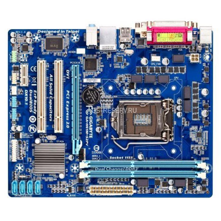 Материнская Плата Gigabyte v.2.1 iH61 S1155 HT 2DualDDRIII 4SATAII PCI-E16x 2PCI PCI-E1x Video DVI LAN1000 AC97-8ch mATX 5000Mhz(GA-H61M-S2PV)