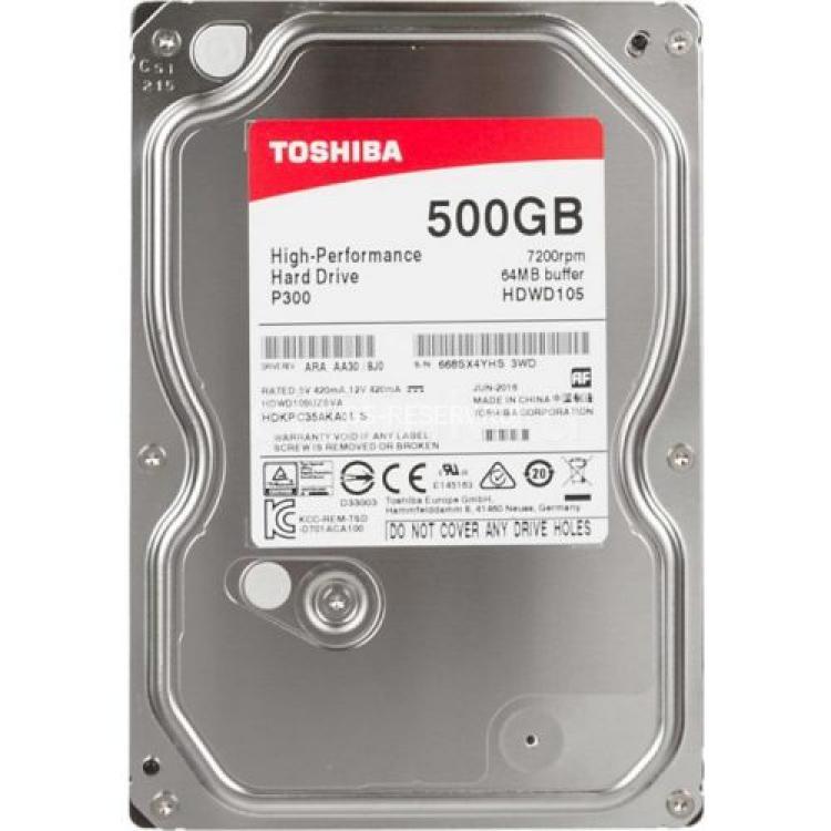 Жесткий Диск Toshiba P300 500Gb (U600/7200/64Mb) NCQ AF SATAIII 3,5"(HDWD105EZSTA)