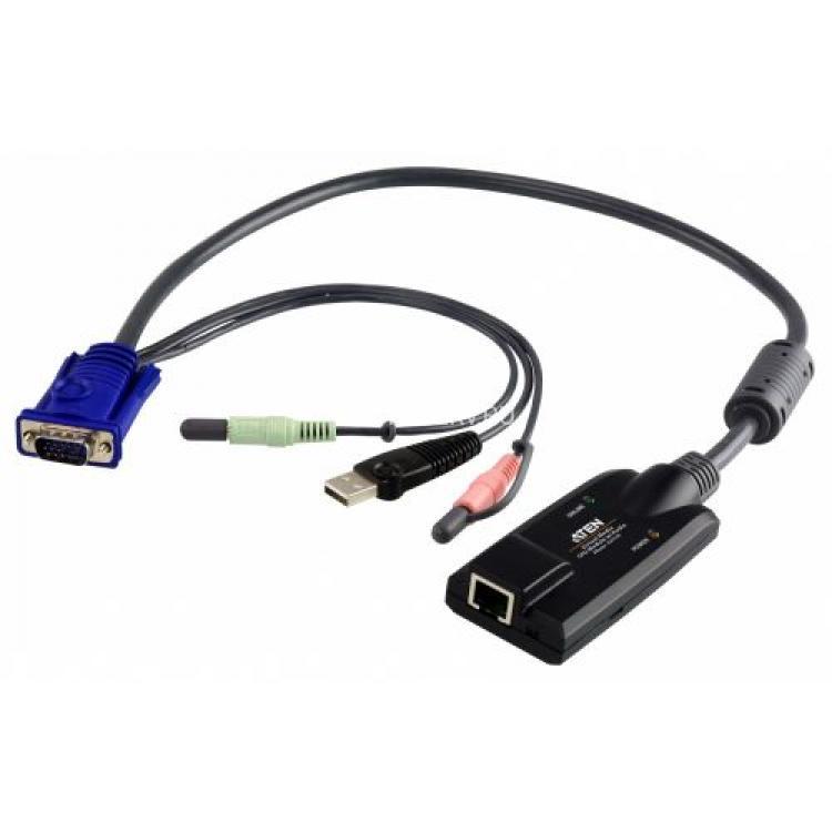 KVM Адаптер ATEN USB Virtual Media KVM Adapter Монитор+Клавиатура/Мышь+Звук HDB15+USB+Sound To RJ45 1600x1200(KA7176-AX)