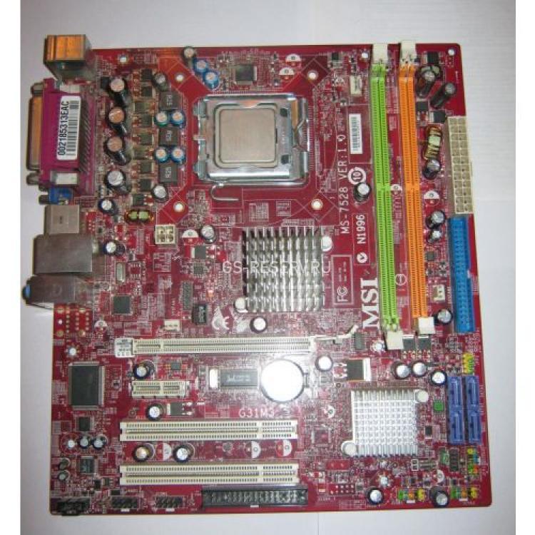 Материнская Плата Micro-Star iG31 S775 HT 2DualDDRII-800 4SATAII U100 PCI-E16x PCI-E1x 2PCI SVGA LAN1000 AC97-6ch mATX(MS-7528)