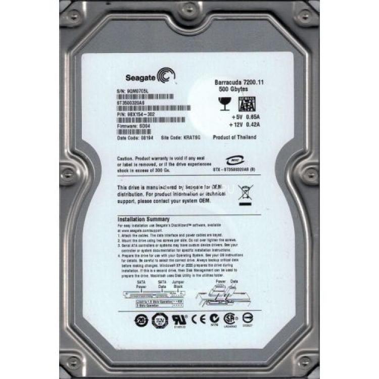 Жесткий Диск Seagate Barracuda 7200.11 500Gb (U300/7200/32Mb) NCQ SATAII(ST3500320AS)