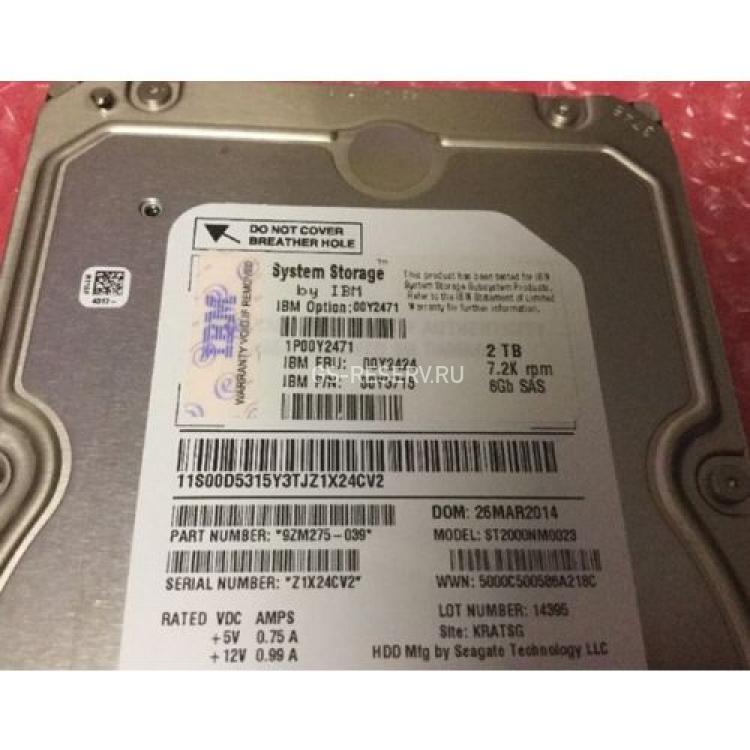 Жесткий Диск IBM System Storage (Seagate) Constellation ES.3 ST2000NM0023 2Tb (U600/7200/128Mb) 6G SAS 3,5" For Storwize V3700 V3500(00Y2471)